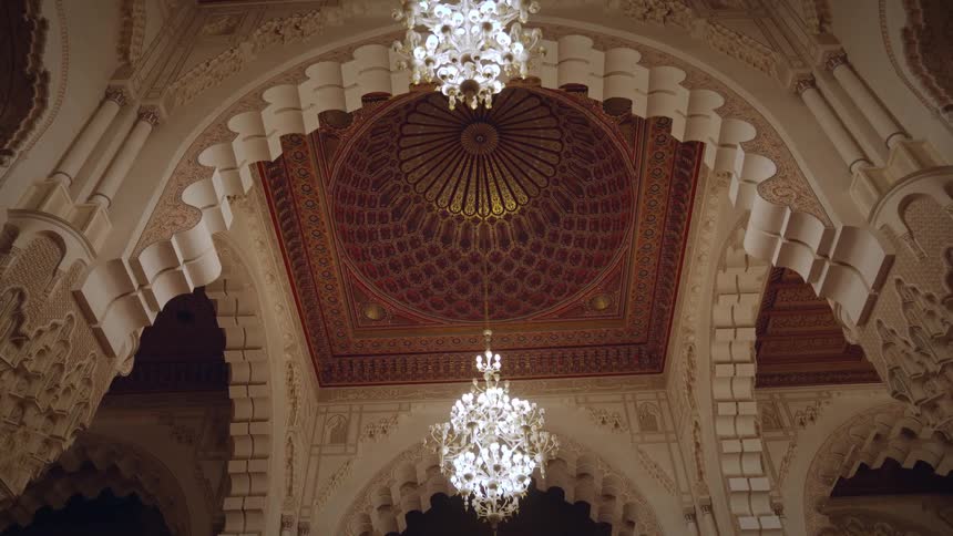 Bright lights inside of a church building