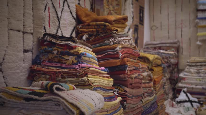 Cloths folded in a room