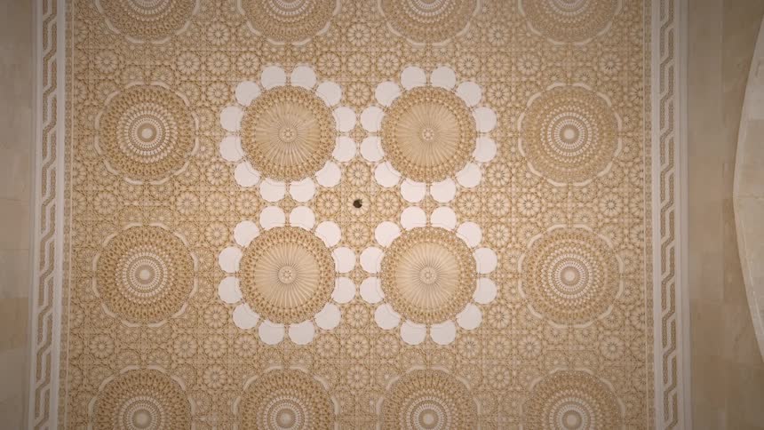 Arabesque design on the roof of a mosque in morocco