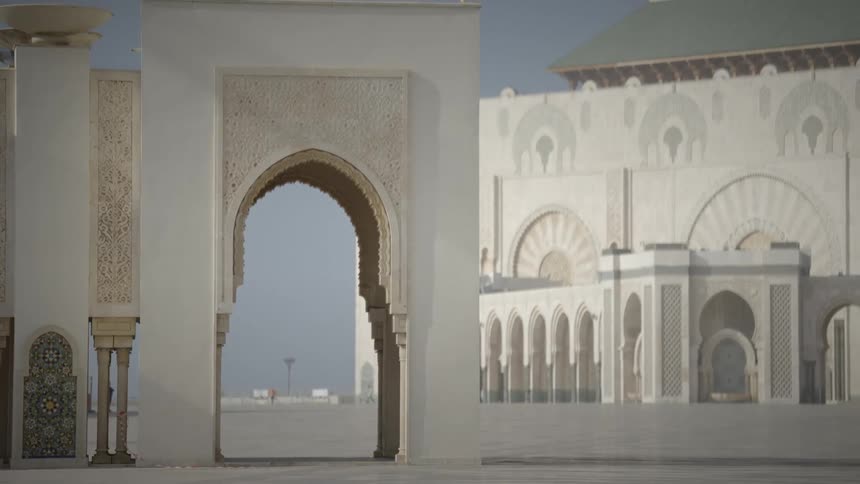 Outdoor archway at the hassan ii mosque in casablanca morocco