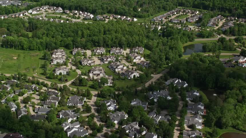 The suburbs are surrounded by trees