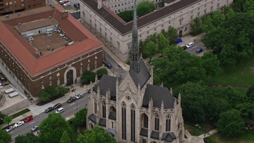A church in a busy city