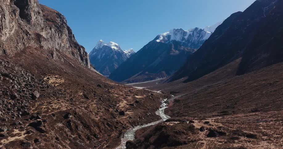 River flowing through a canyon mountain range landscape