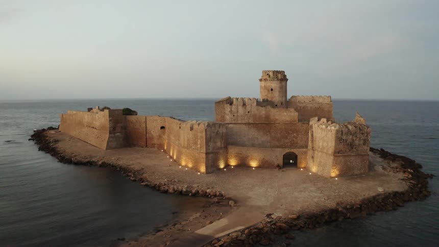 Fort and castle in the middle of the sea one morning