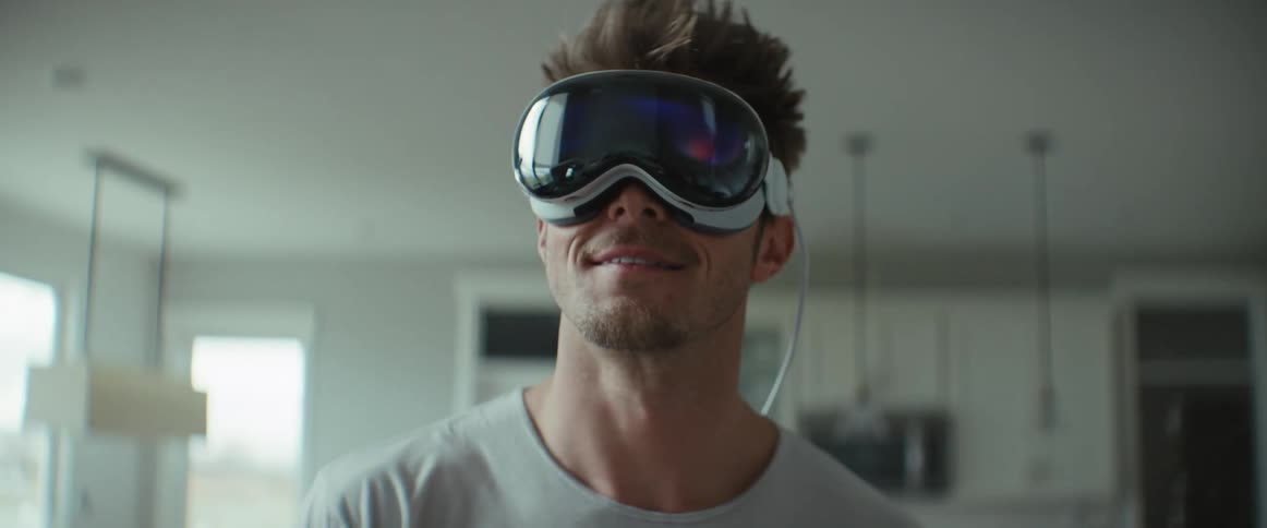 Man standing using virtual reality glasses