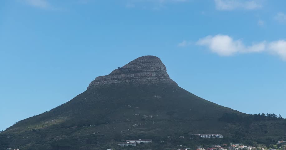 Timelapse footage of the lion head mountain and cape town city skyline