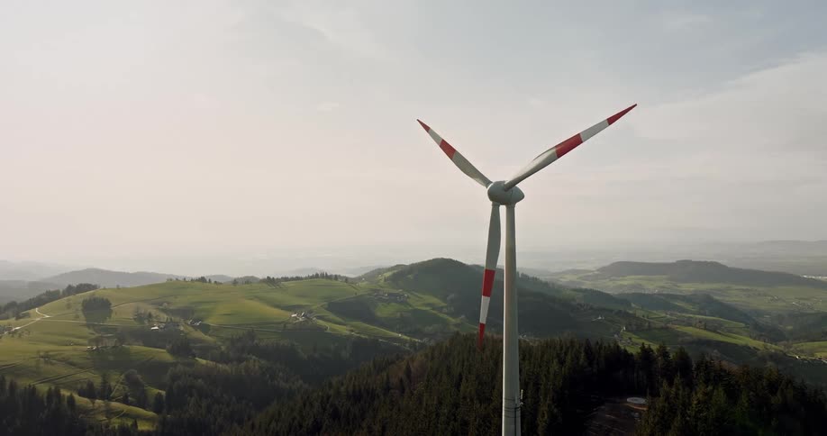 A modern windmill spinning
