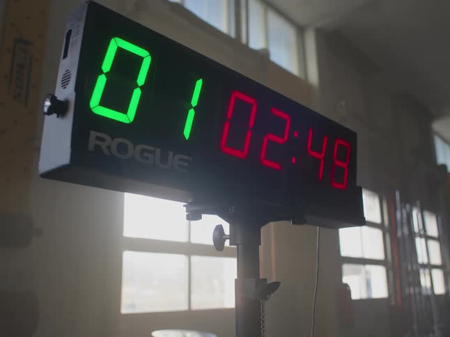 A large digital timer on a stand