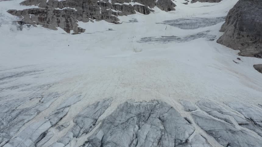 A glacier in a mountain valley