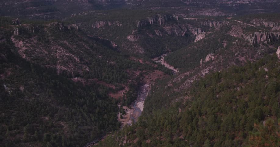 A river runs through a canyon