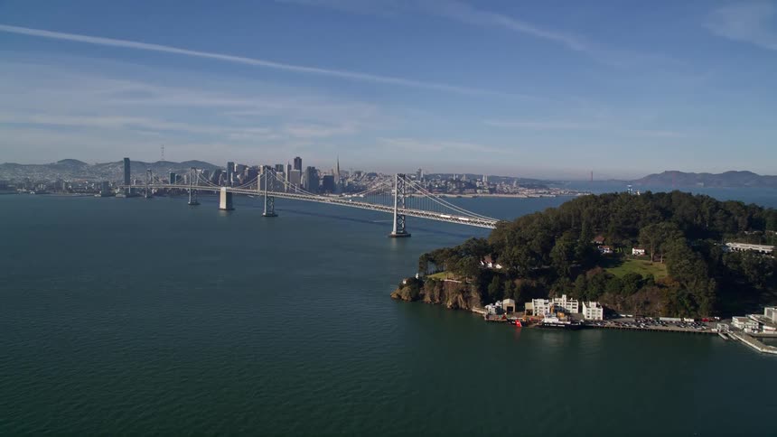 Aerial view of the san francisco oakland bay bridge