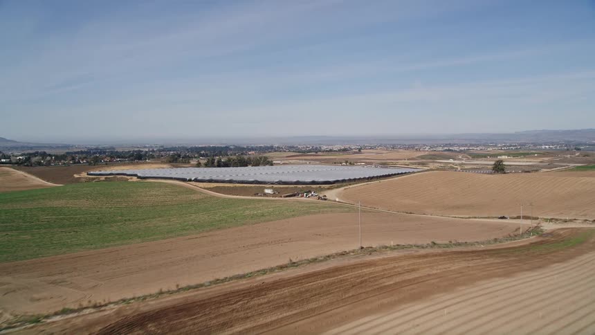 An aerial clip of a farm land