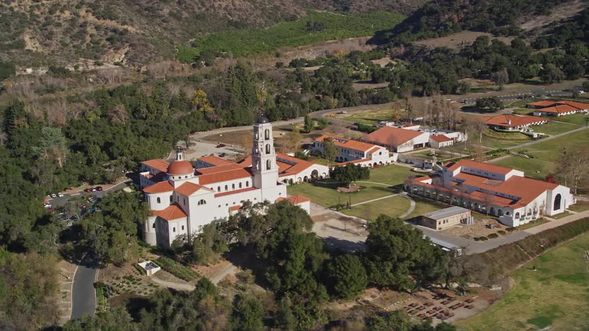 Aerial view of the thomas aquinas college campus santa paula california