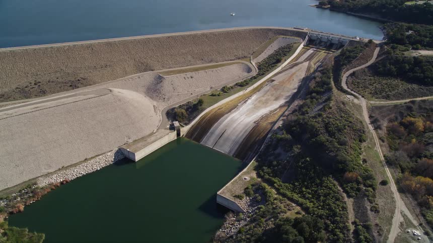Aerial panorama of a hydroelectric plant