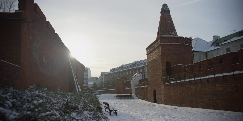 The Warsaw Barbican brick walls and battlements, Poland
