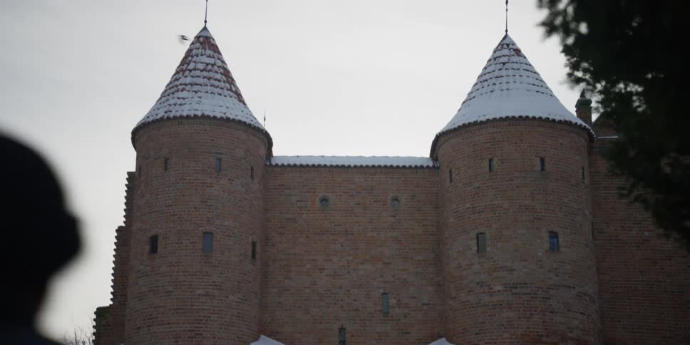 The Warsaw Barbican gates and towers on a winter day in Poland