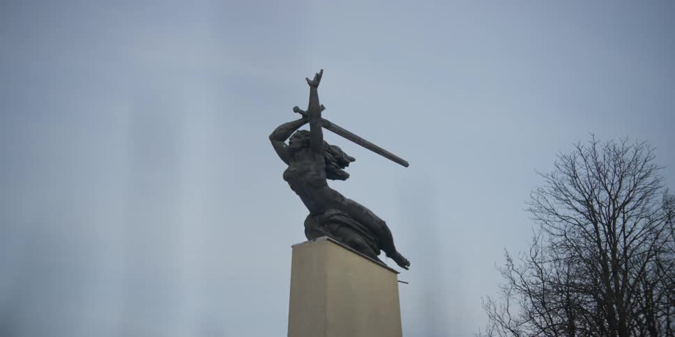 Close up of the Monument to the Heroes of Warsaw/Warsaw Nike in Poland