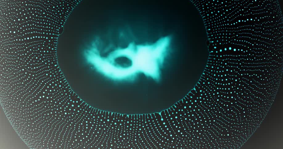 The orb explodes into a bunch of dots