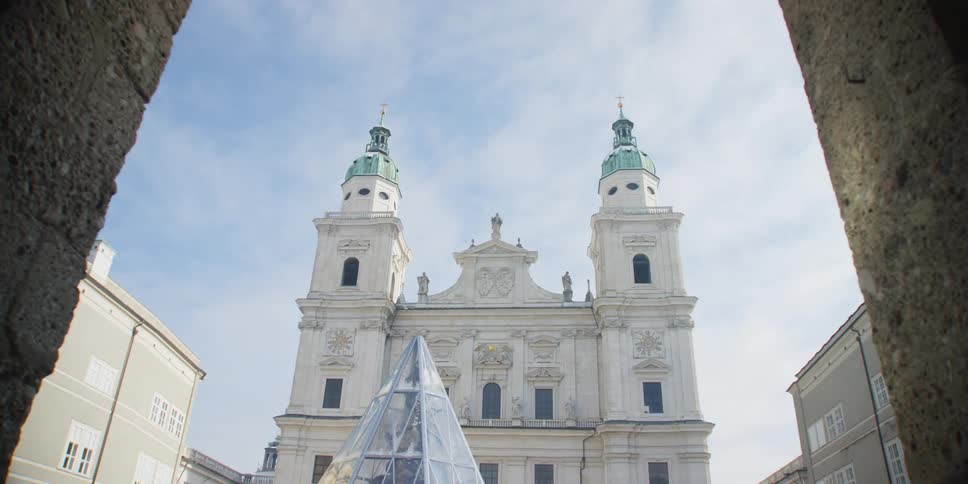 View coming up on the glass dome of Salzburg Cathedral, Salzburg, Austria