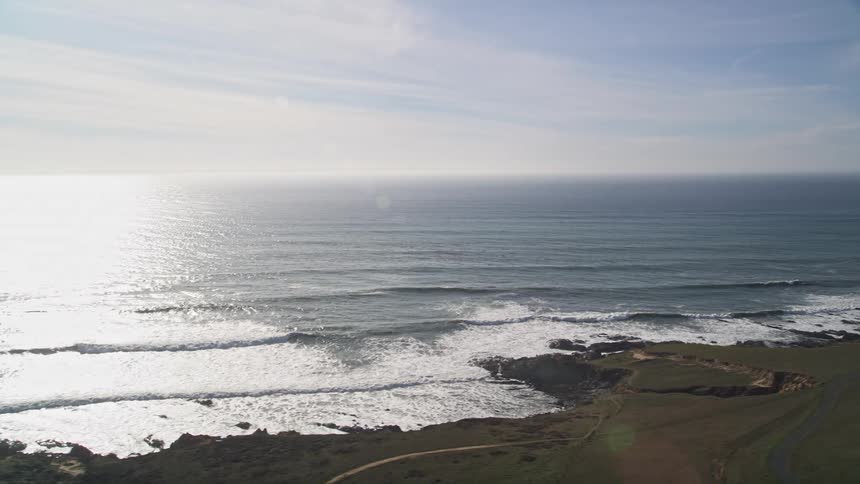 Ocean waves batter a shoreline