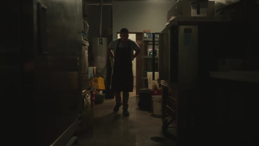 An employee shows up to get a store open