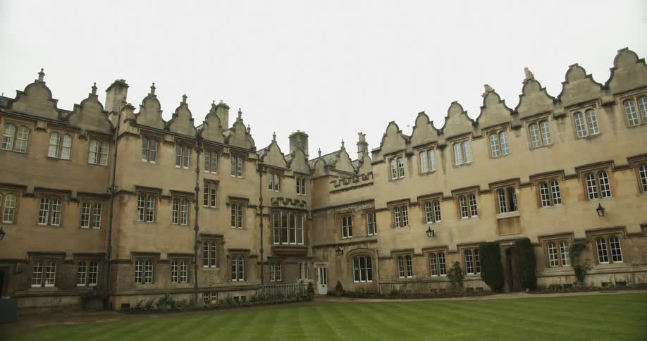 The mansion has a large lawn