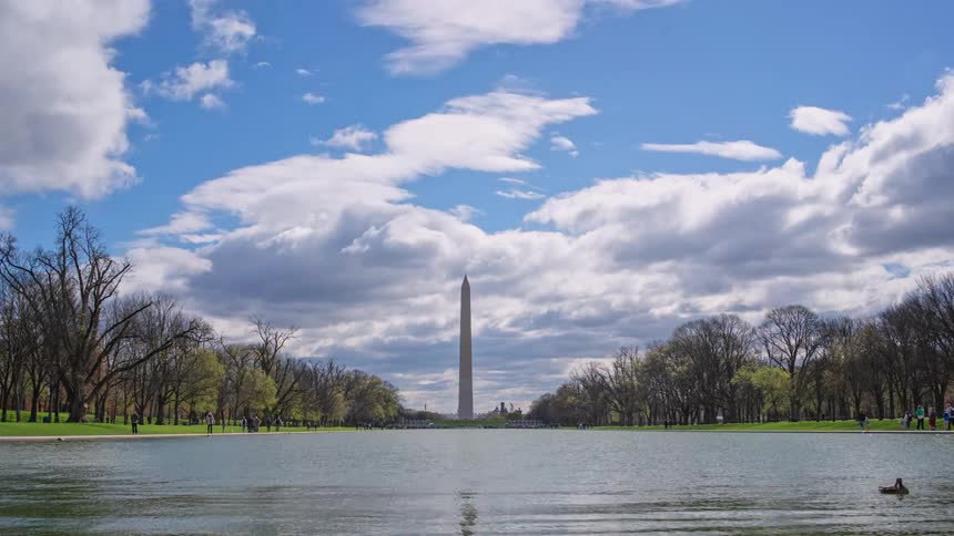 Visitors at the mall and washington monument