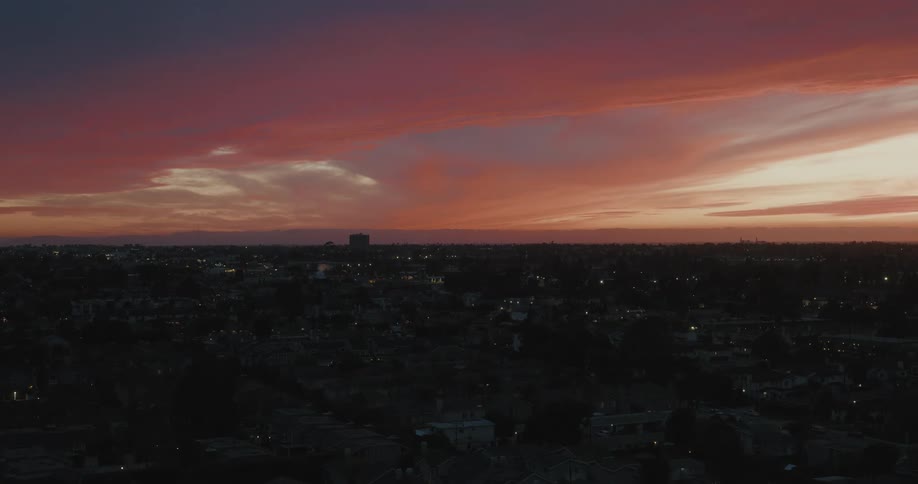 A large sprawling city at dusk