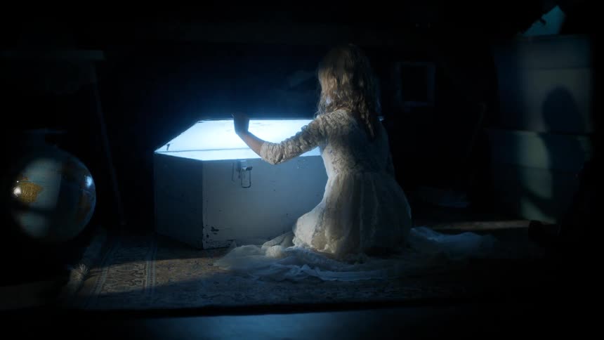 A clip of a lady opening a light box