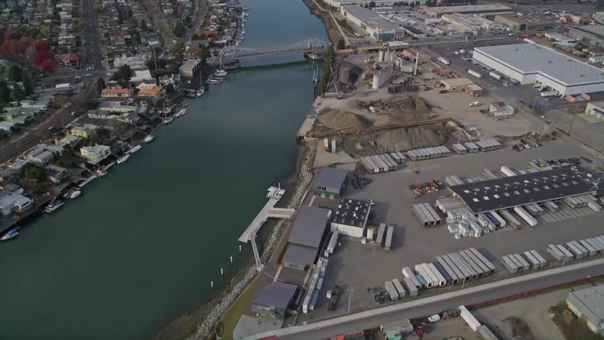 Aerial view of bridges over the oakland alameda estuary