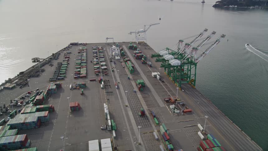 The harbor is on a small island by the bridge
