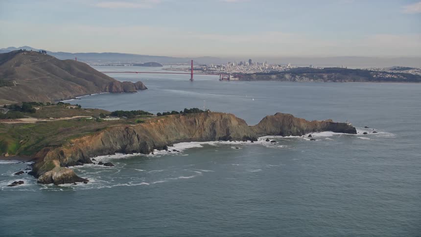 Aerial view of the coastline near the san francisco golden gate bridge