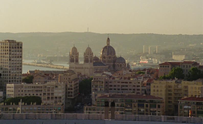 The marseille cathedral in france caught on vintage film