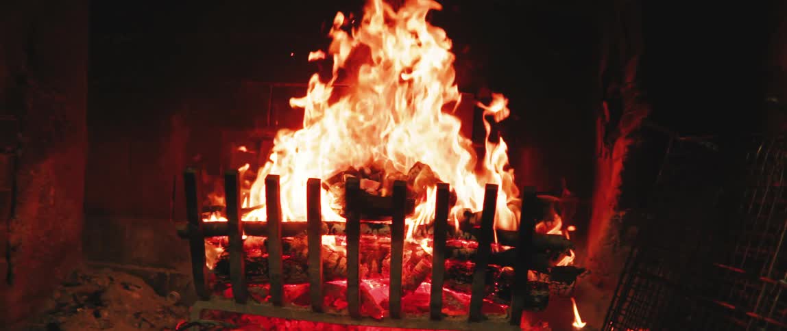 Barbecue grill with coals in a restaurant