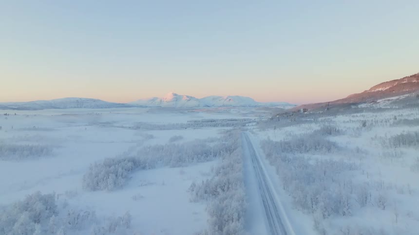 The landscape is covered with snow