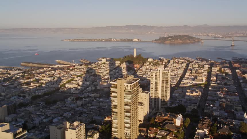 A city sprawls on a coast