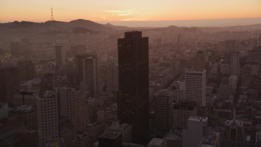 Aerial view of the city of san francisco at dusk