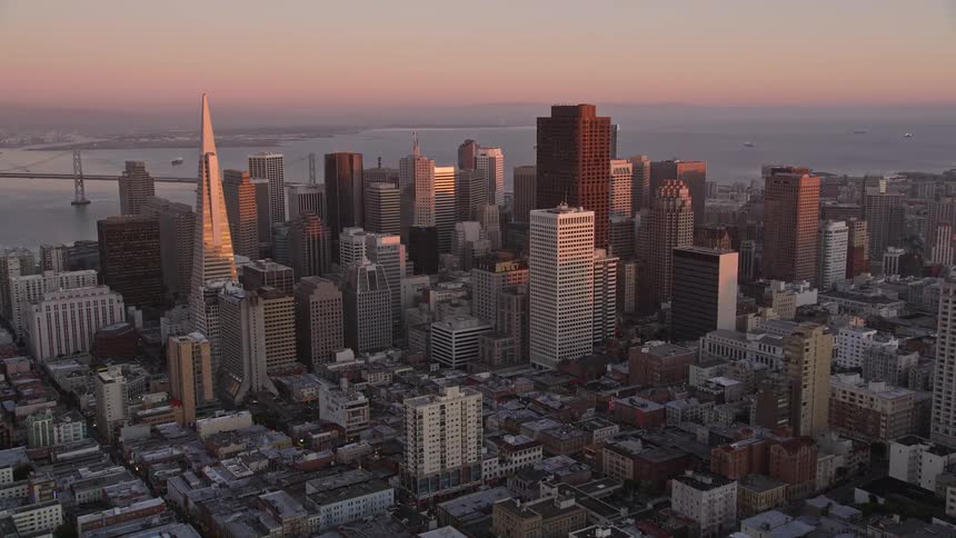 Aerial view of the city of san francisco at dusk