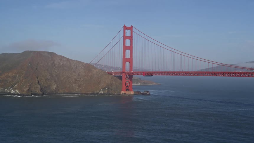 Extensive red bridge under the sea connecting coasts