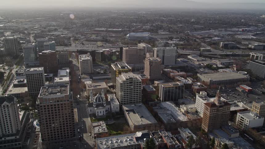 An aerial clip of a city