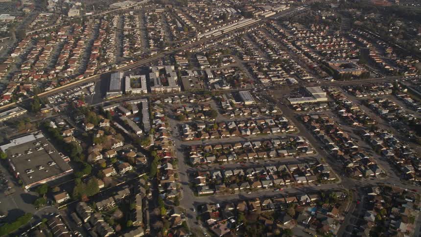 Aerial view of a metropolitan and urban cityscape