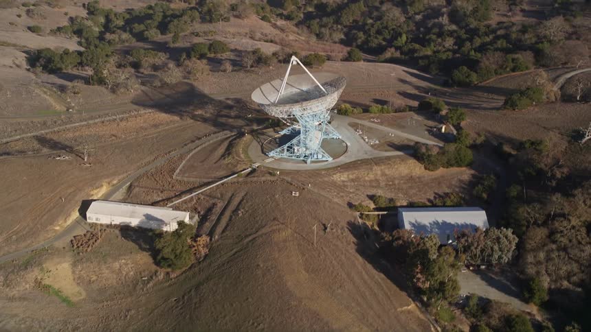 A facility with a radio telescope in a rural area