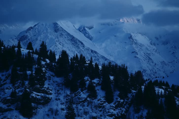 A clip of a mountain peak in winter