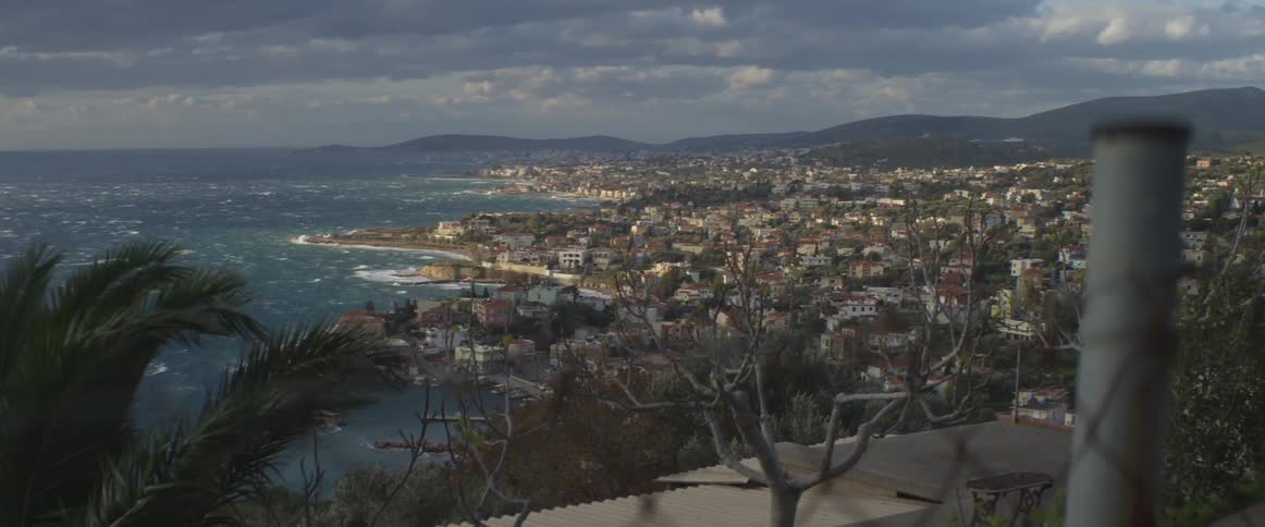 View of an oceanside city