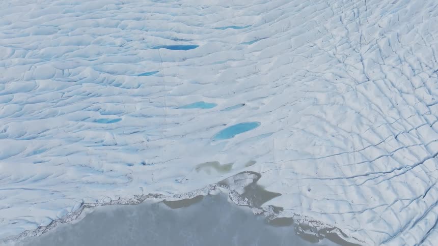 An aerial view gave a view of a region completely covered with small areas of accumulated water