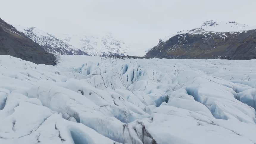 Ice surrounds the mountain range