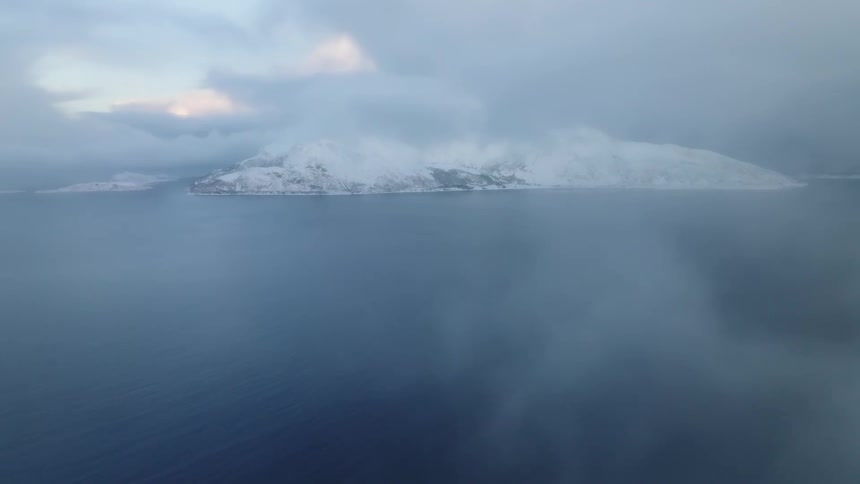 The mountain ahead is covered with snow