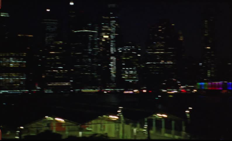 Metropolises view at night with large buildings and modern skyscrapers