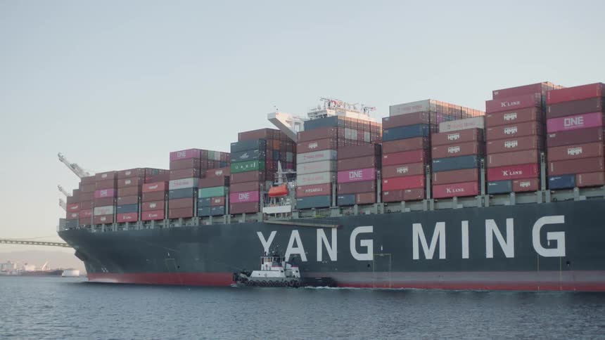 A freight ship transports cargo