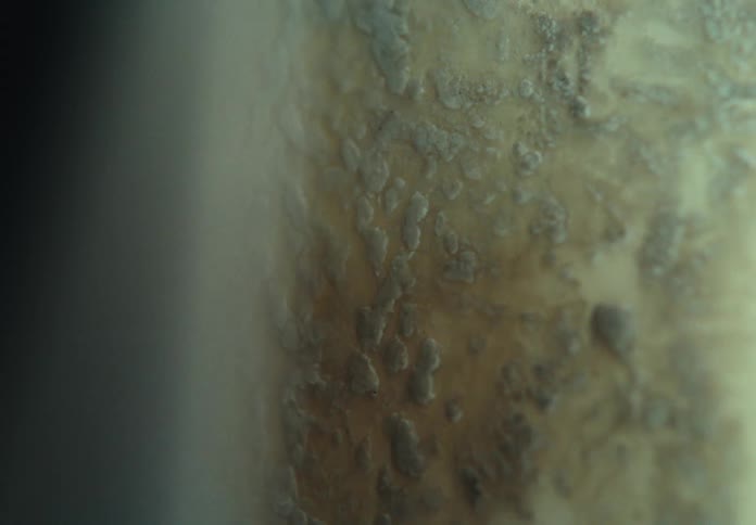 Close up of a highly textured surface under changing lights